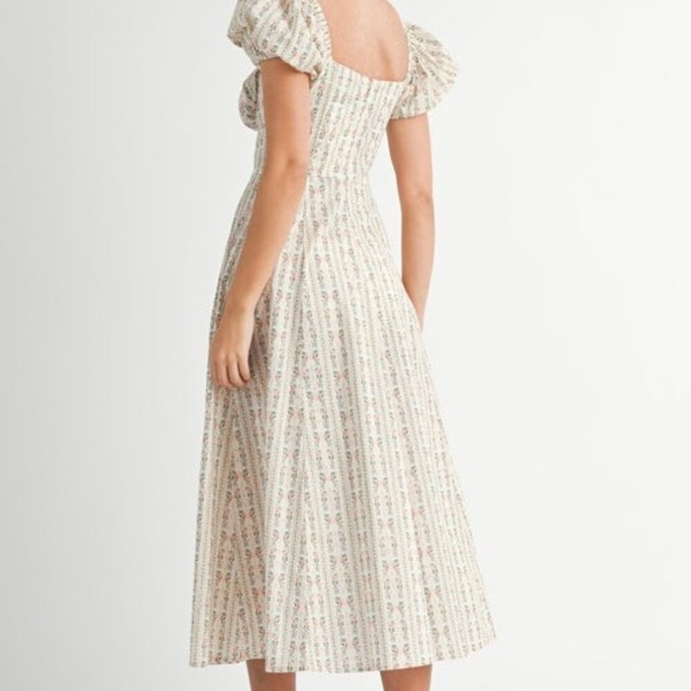 Princess Ruth Cream Floral Puff Sleeve Dress| Easter Church Dress - Picture 7 of 11